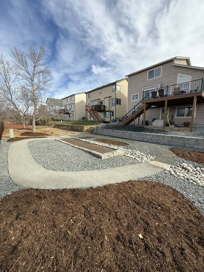 Completed backyard hardscape for Cedar Ridge Outdoor Living